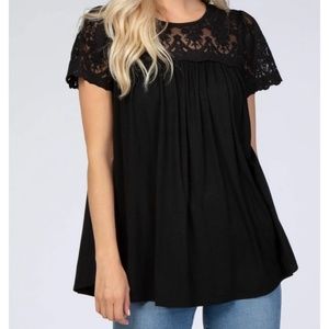 Womens maternity black lace top